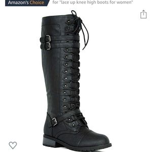 WEST COAST Women's Knee High Lace Up Combat Boots